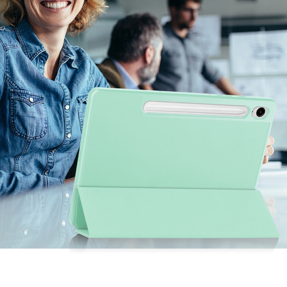 Калъф за Samsung Galaxy Tab S9 FE / Tab S9 / Tab S10 FE, Techsuit, Flex Trifold, Зелен Матча