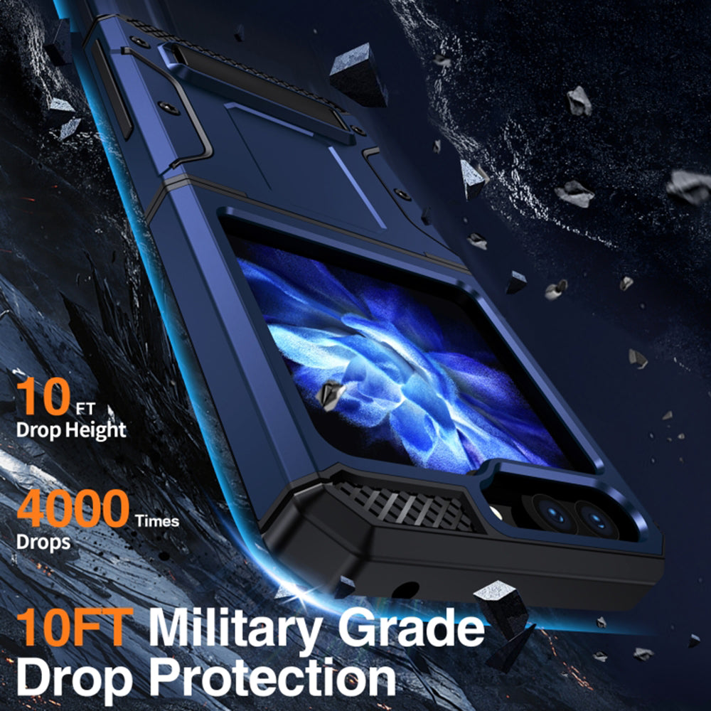 Калъф за Samsung Galaxy Z Flip5 F731, Techsuit, Hybrid Armor Kickstand, Син