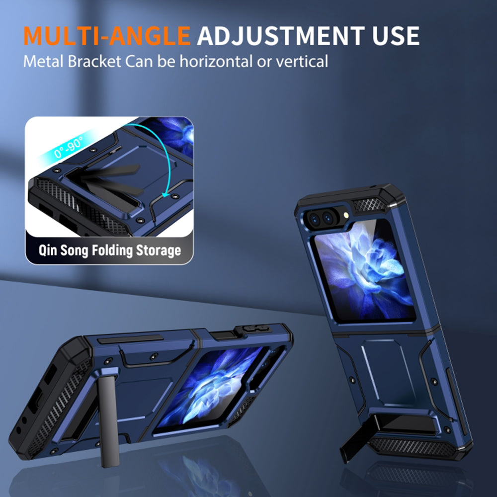 Калъф за Samsung Galaxy Z Flip5 F731, Techsuit, Hybrid Armor Kickstand, Син