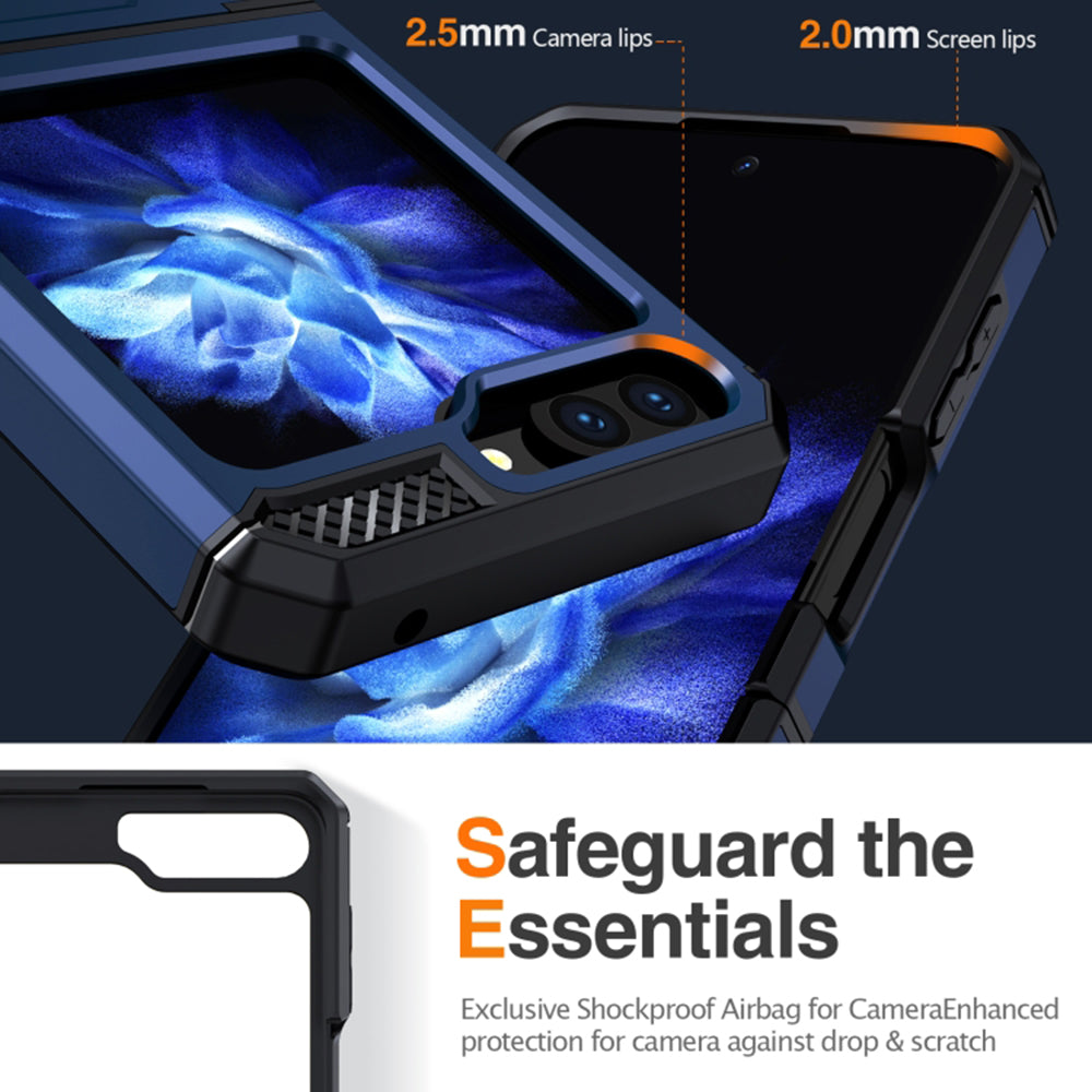 Калъф за Samsung Galaxy Z Flip5 F731, Techsuit, Hybrid Armor Kickstand, Син
