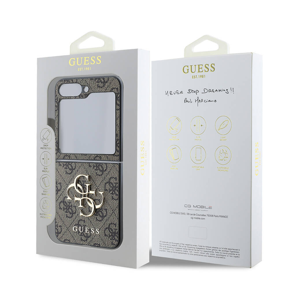 Калъф за Samsung Galaxy Z Flip7 F766, Guess, 4G Metal Logo, Черен