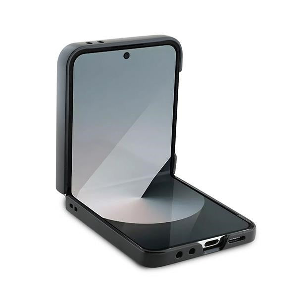 Калъф за Samsung Galaxy Z Flip7 FE F761 / Z Flip6 F741, Karl Lagerfeld, Saffiano Karl & Choupette Metal, Черен