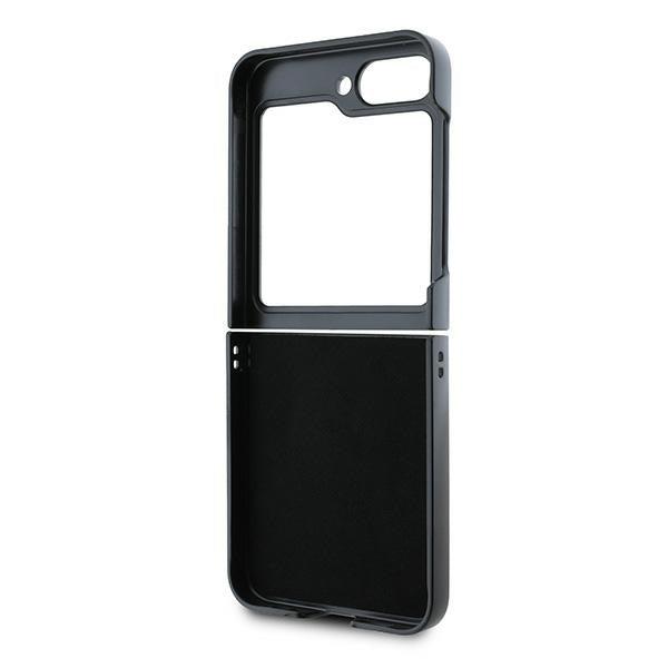 Калъф за Samsung Galaxy Z Flip7 FE F761 / Z Flip6 F741, Karl Lagerfeld, Saffiano Monogram Karl's Head Metal, Черен