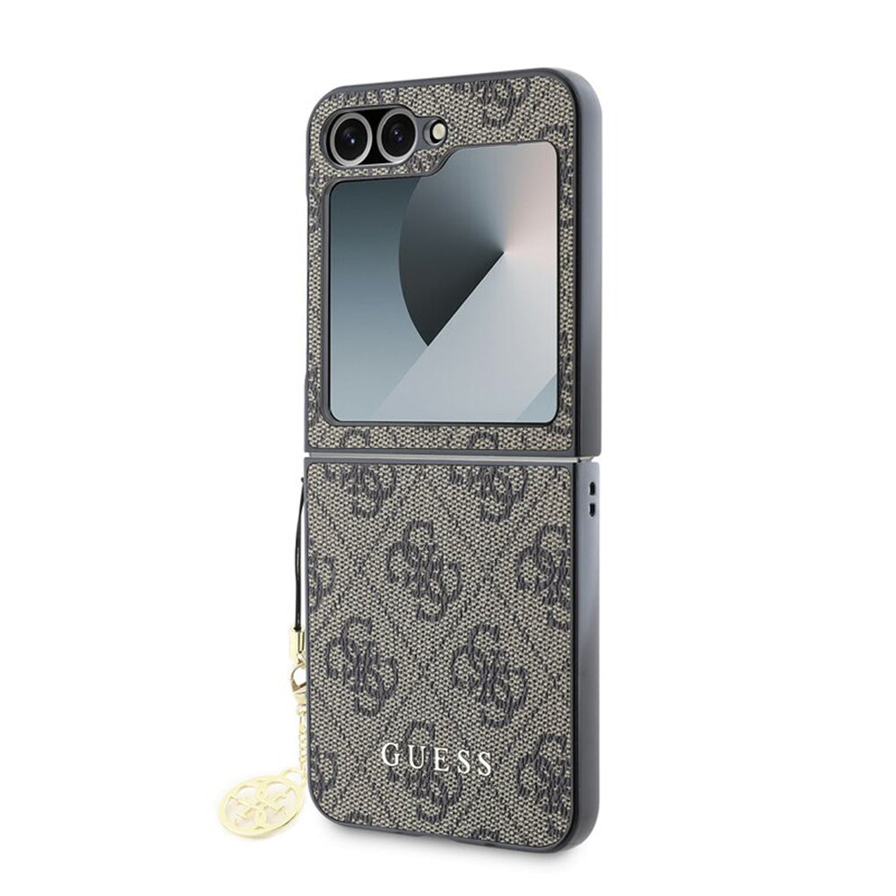 Калъф за Samsung Galaxy Z Flip7 FE F761 / Z Flip6 F741, Guess, 4G Charm, Кафяв