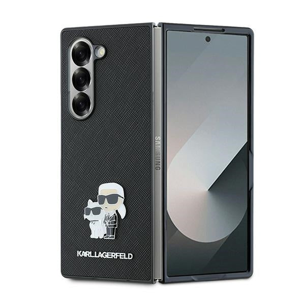 Калъф за Samsung Galaxy Z Fold6 F956, Karl Lagerfeld, Saffiano Karl & Choupette Metal, Черен