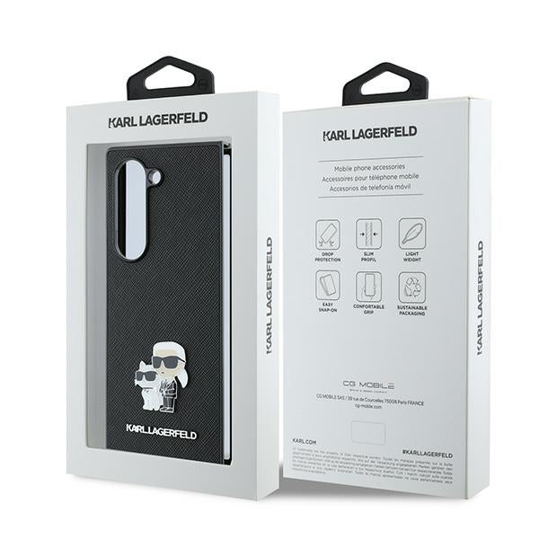 Калъф за Samsung Galaxy Z Fold6 F956, Karl Lagerfeld, Saffiano Karl & Choupette Metal, Черен