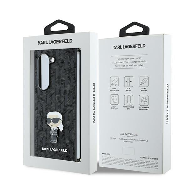 Калъф за Samsung Galaxy Z Fold6 F956, Karl Lagerfeld, Saffiano Monogram Ikonik, Черен