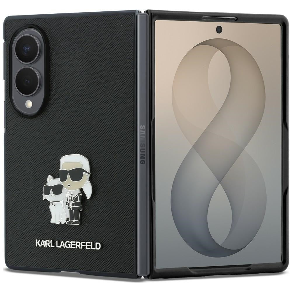 Калъф за Samsung Galaxy Z Fold8 F971, Karl Lagerfeld, Saffiano Karl & Choupette метална игла, черен