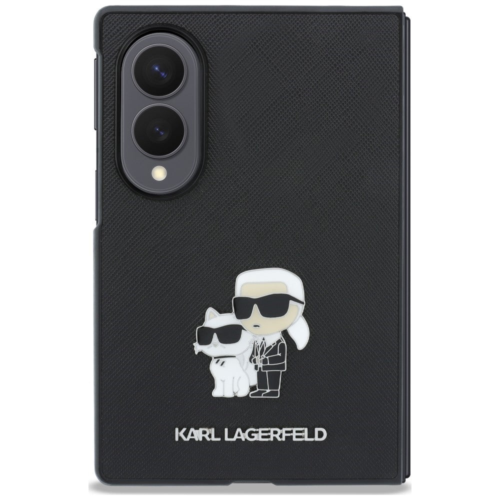 Калъф за Samsung Galaxy Z Fold8 F971, Karl Lagerfeld, Saffiano Karl & Choupette метална игла, черен