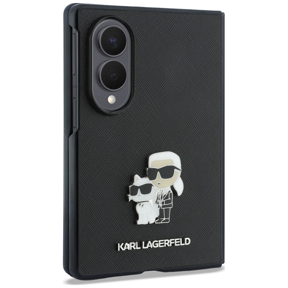 Калъф за Samsung Galaxy Z Fold8 F971, Karl Lagerfeld, Saffiano Karl & Choupette метална игла, черен
