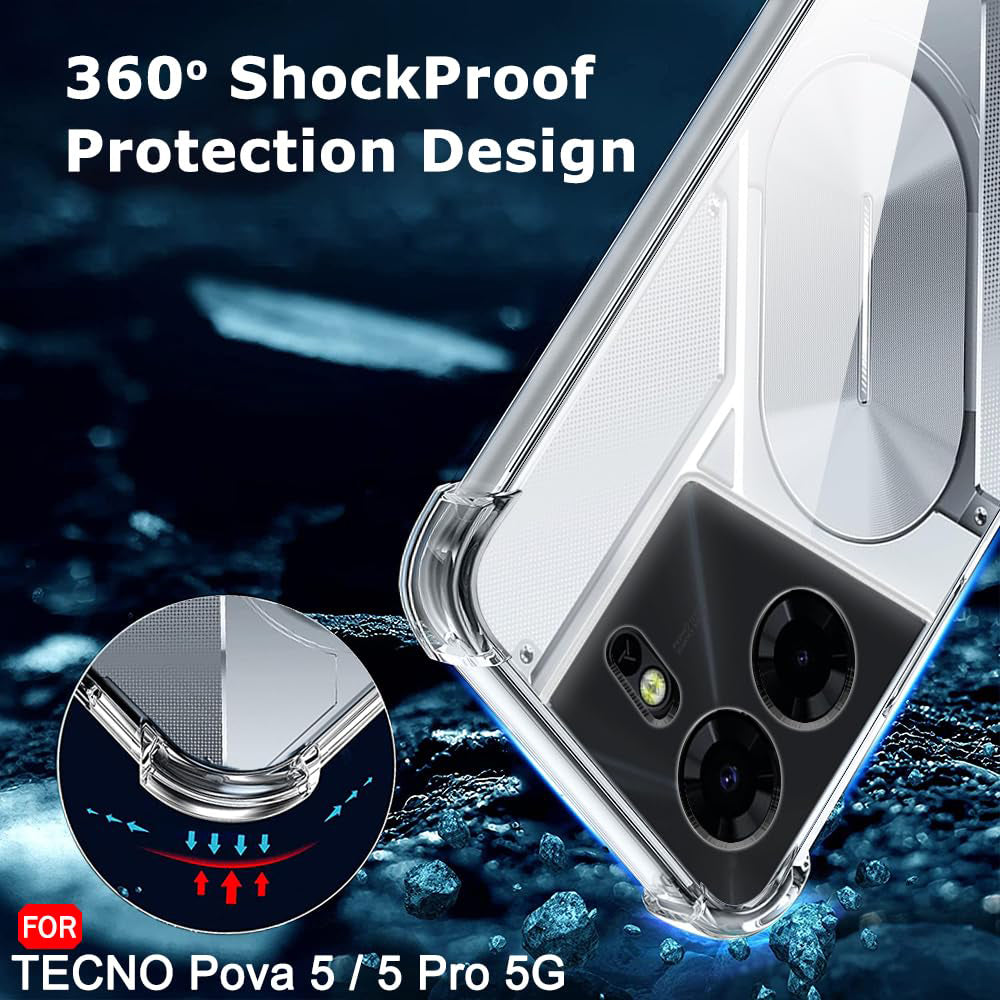 Калъф за Tecno Pova 5 Pro, Techsuit, противоударен прозрачен, прозрачен