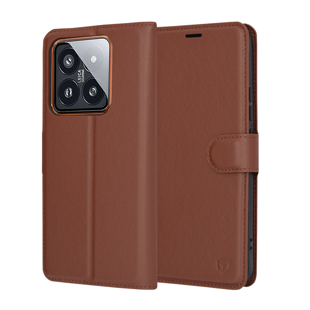 Калъф за Xiaomi 14 Pro, Techsuit, Leather Folio, Кафяв