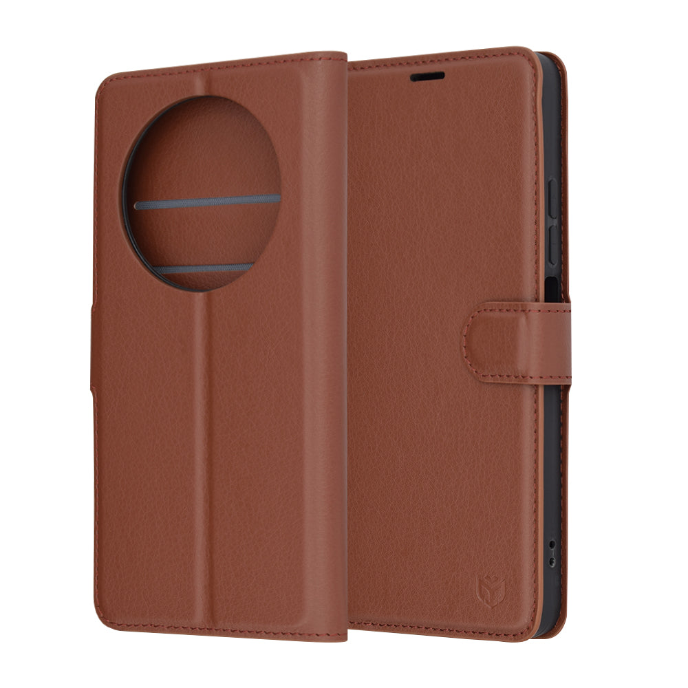 Калъф за Xiaomi Poco C75 / Redmi 14C, Techsuit, кожен портфейл, кафяв