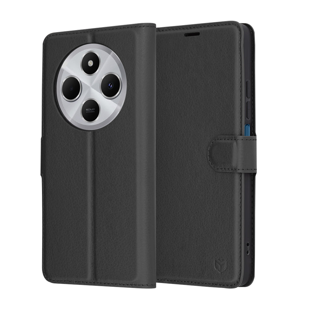 Калъф за Xiaomi Poco C75 / Redmi 14C, Techsuit, кожен портфейл, черен
