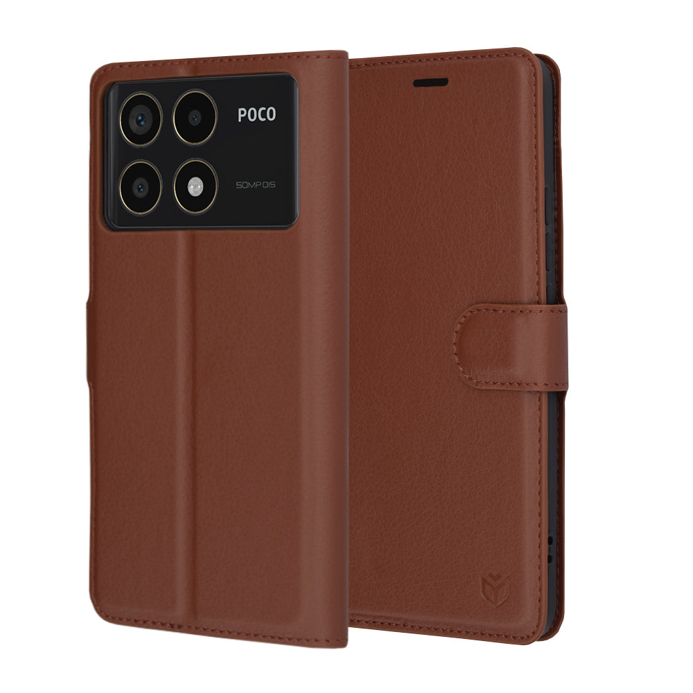 Калъф за Xiaomi Poco F6 Pro, Techsuit, Leather Folio, Кафяв
