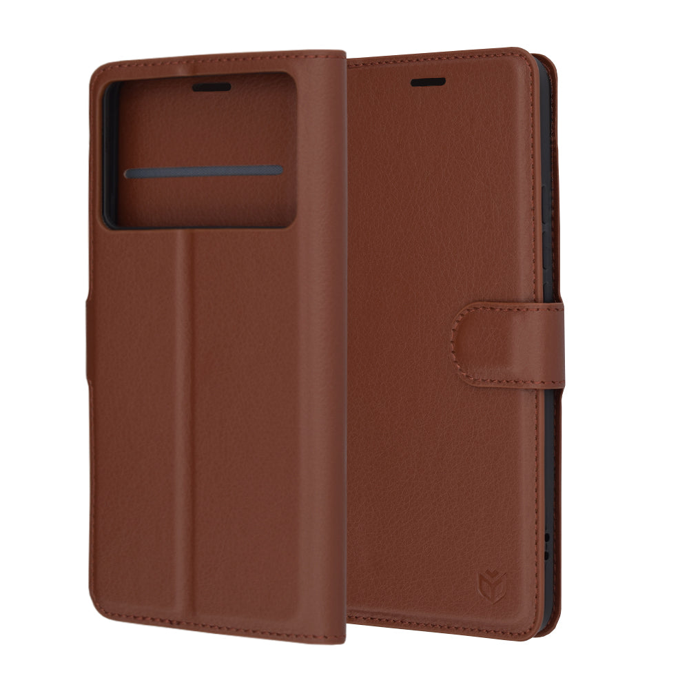 Калъф за Xiaomi Poco F6 Pro, Techsuit, Leather Folio, Кафяв