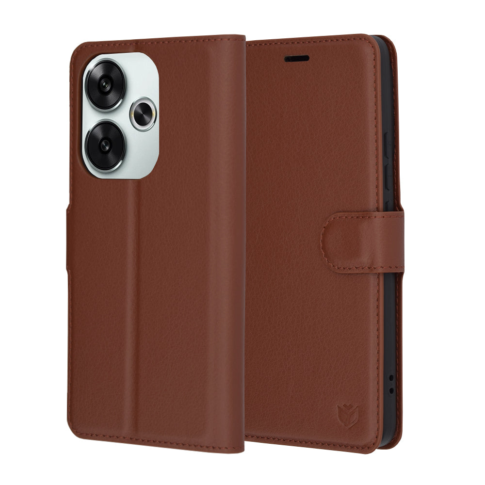 Калъф за Xiaomi Poco F6, Techsuit, Leather Folio, Кафяв