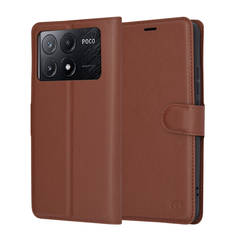 Калъф за Xiaomi Poco X6 Pro, Techsuit, Leather Folio, Кафяв
