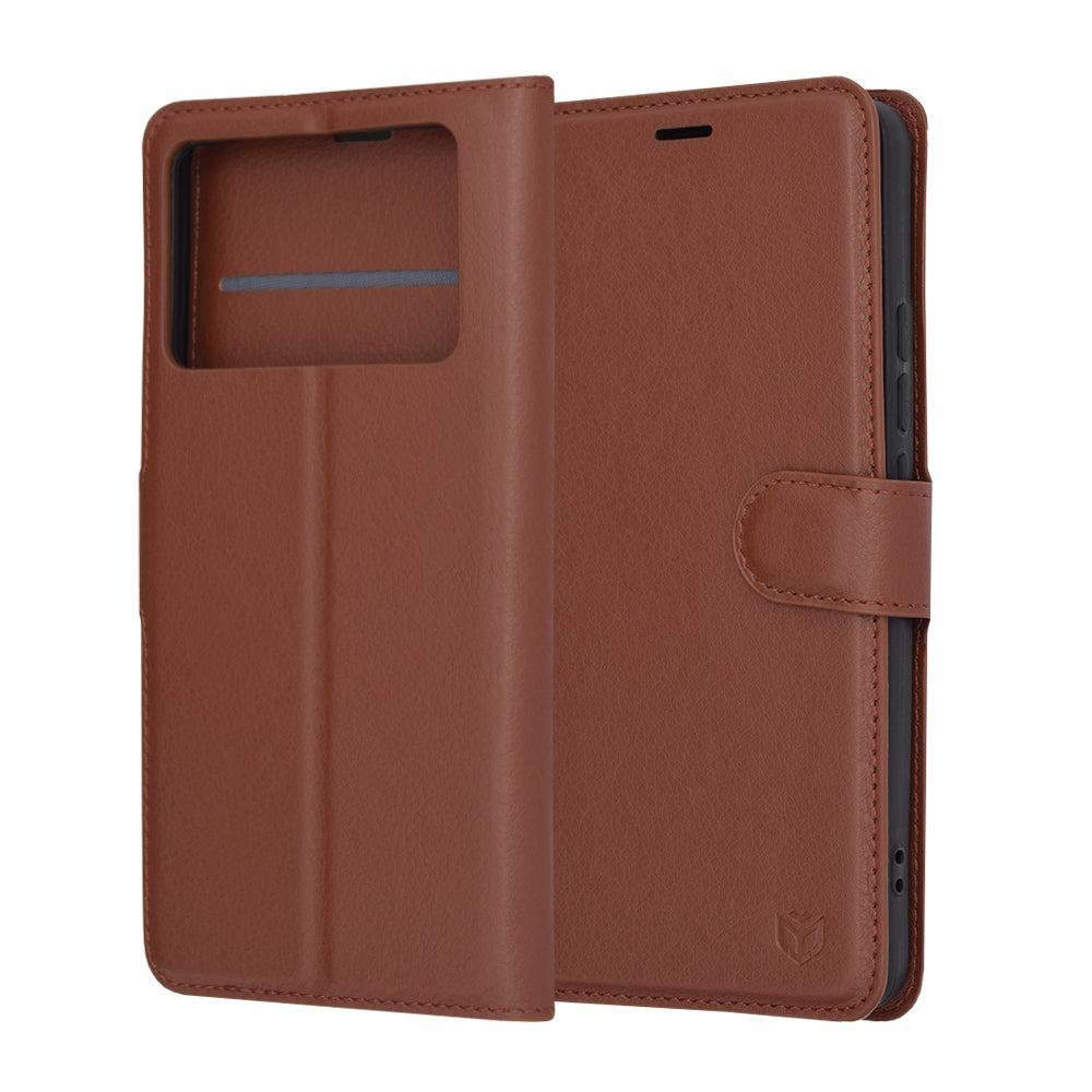 Калъф за Xiaomi Poco X6 Pro, Techsuit, Leather Folio, Кафяв