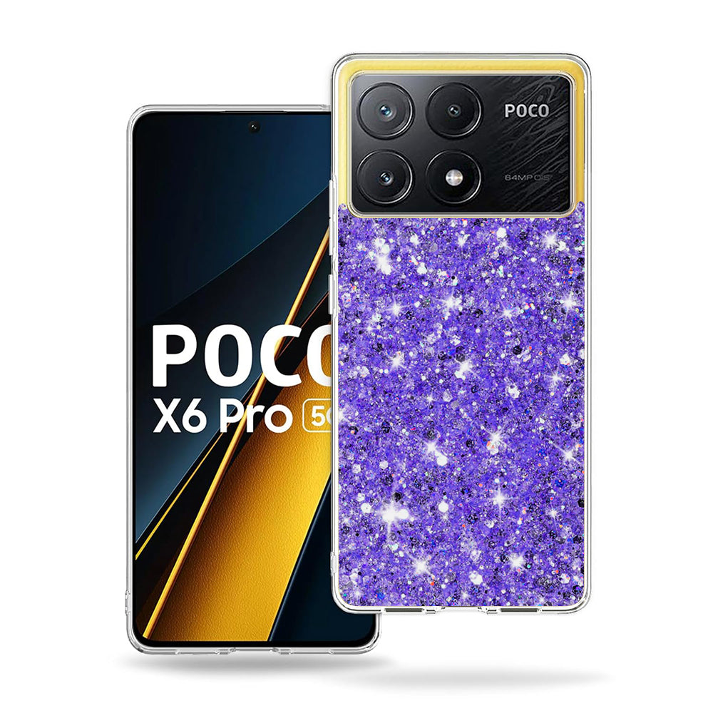 Калъф за Xiaomi Poco X6 Pro, Techsuit, Sparkly Glitter, Лилав