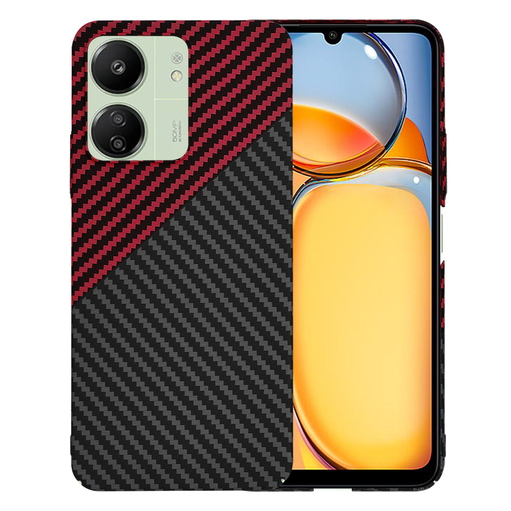 Калъф за Xiaomi Redmi 13C 5G / 13C / Poco C65, Techsuit, Carbonite FiberShell, Черно Червен