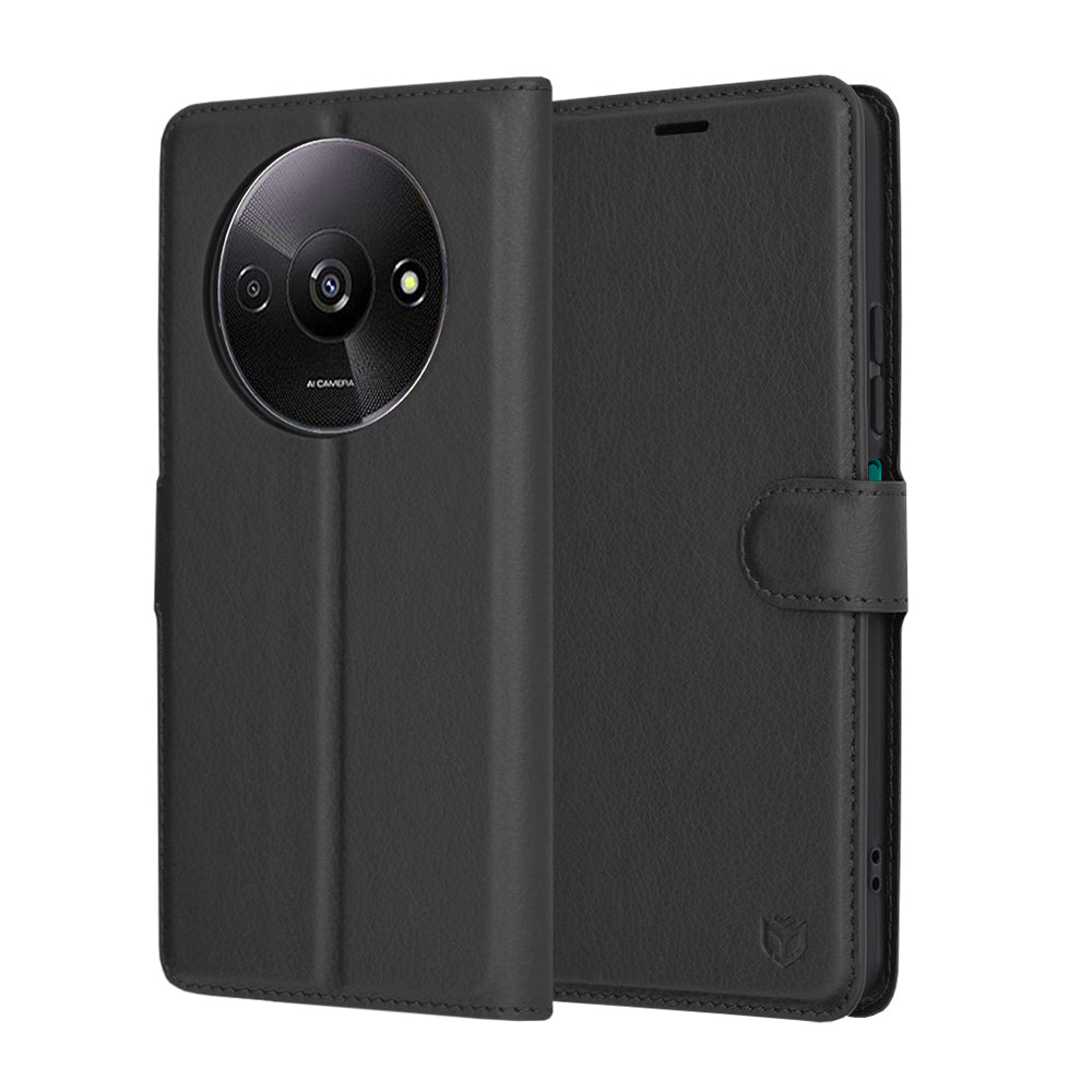 Калъф за Xiaomi Redmi A3x / A3, Techsuit, Leather Folio, Черен