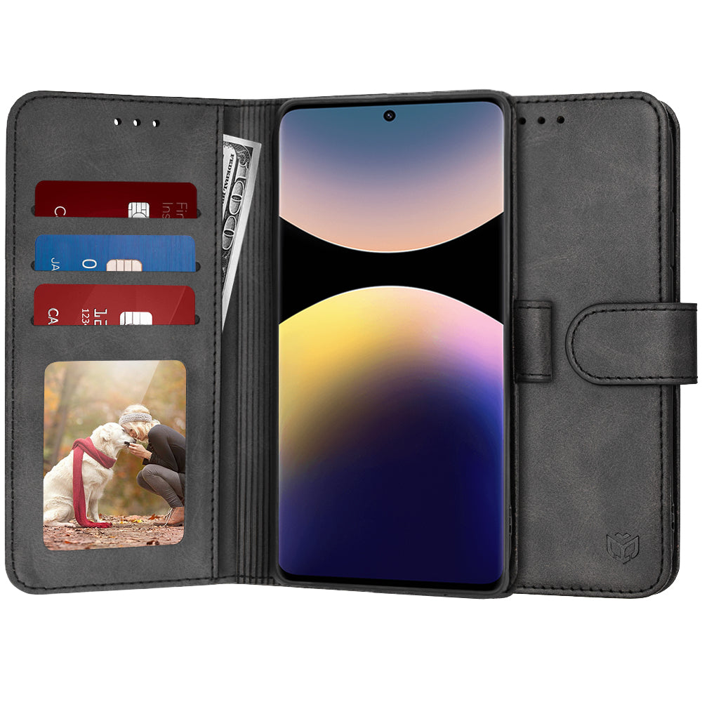 Калъф за Xiaomi Redmi Note 14 Pro 4G, Techsuit, Diary Book, Черен