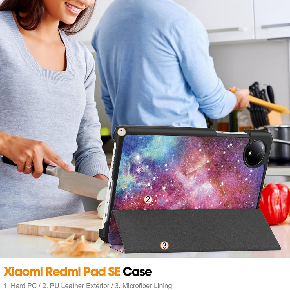 Калъф за Xiaomi Redmi Pad SE 8.7, Techsuit, FoldPro Galaxy, Многоцветен
