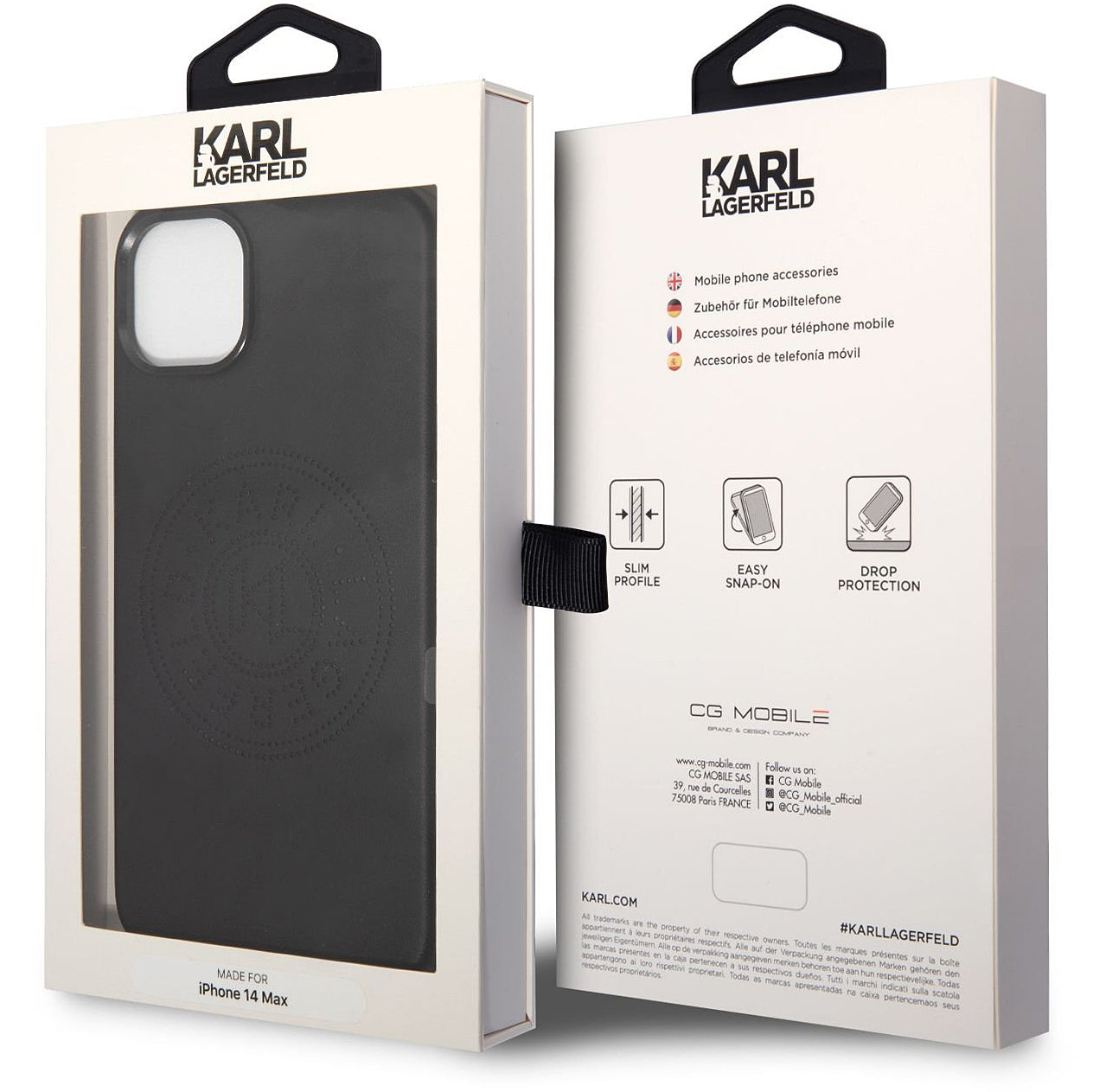 Калъф за Apple iPhone 14 Plus, Karl Lagerfeld, Perforated Logo, Черен