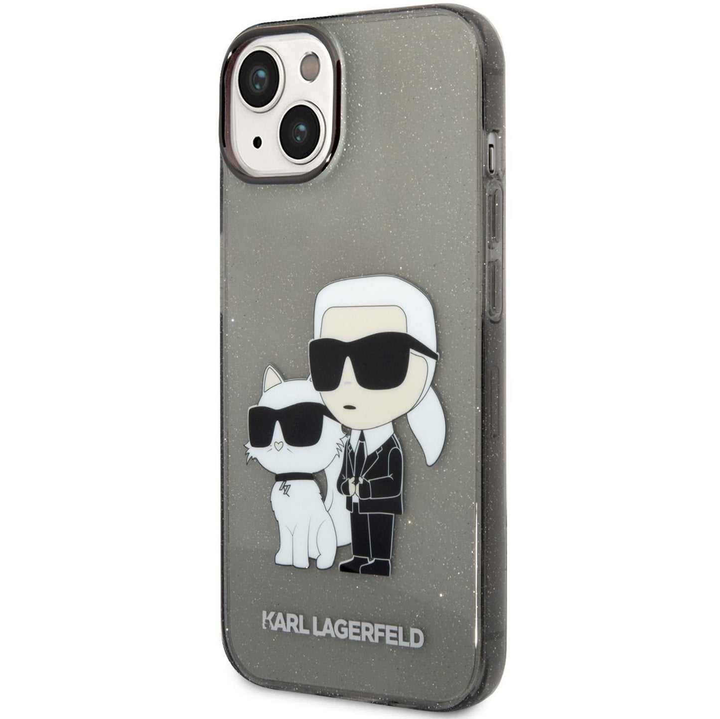 Калъф за Apple iPhone 14 Plus, Karl Lagerfeld, IML Glitter Karl and Choupette NFT, Черен