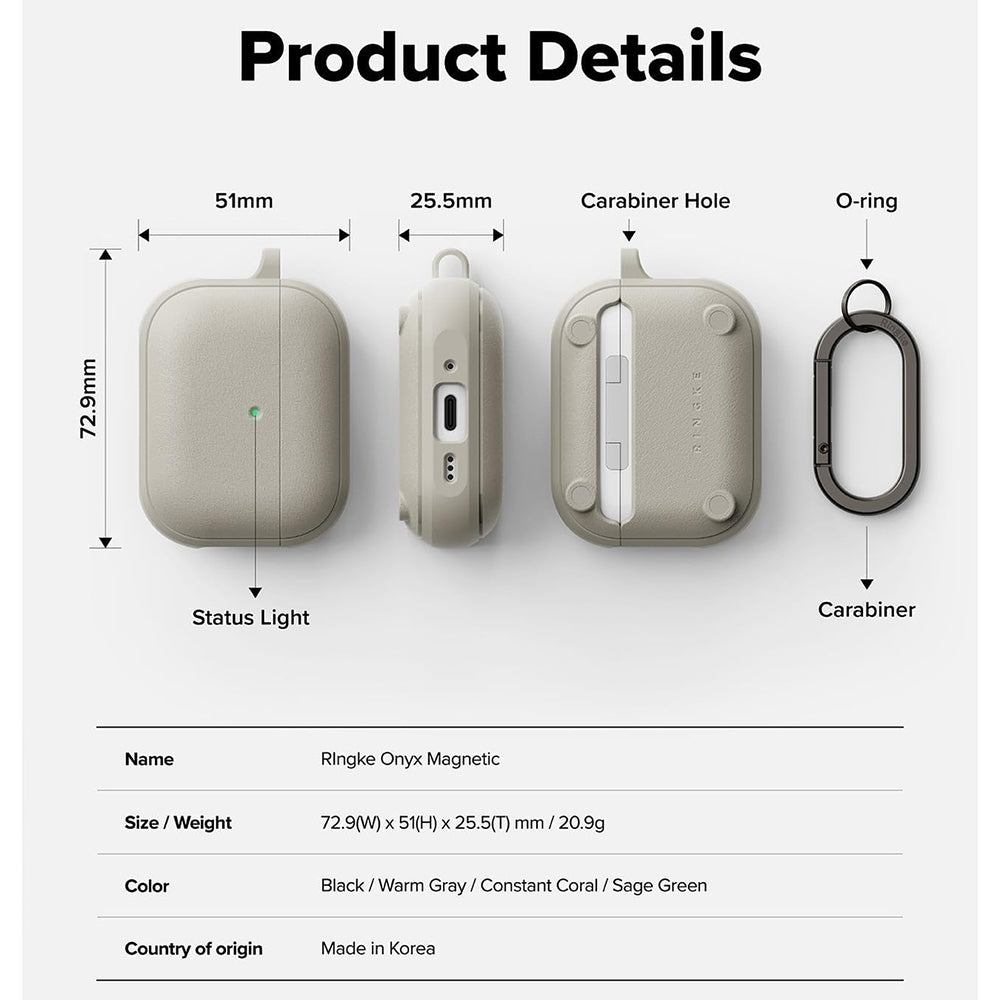 Калъф Ringke Onyx Magnetic за Apple AirPods Pro 3, Сив