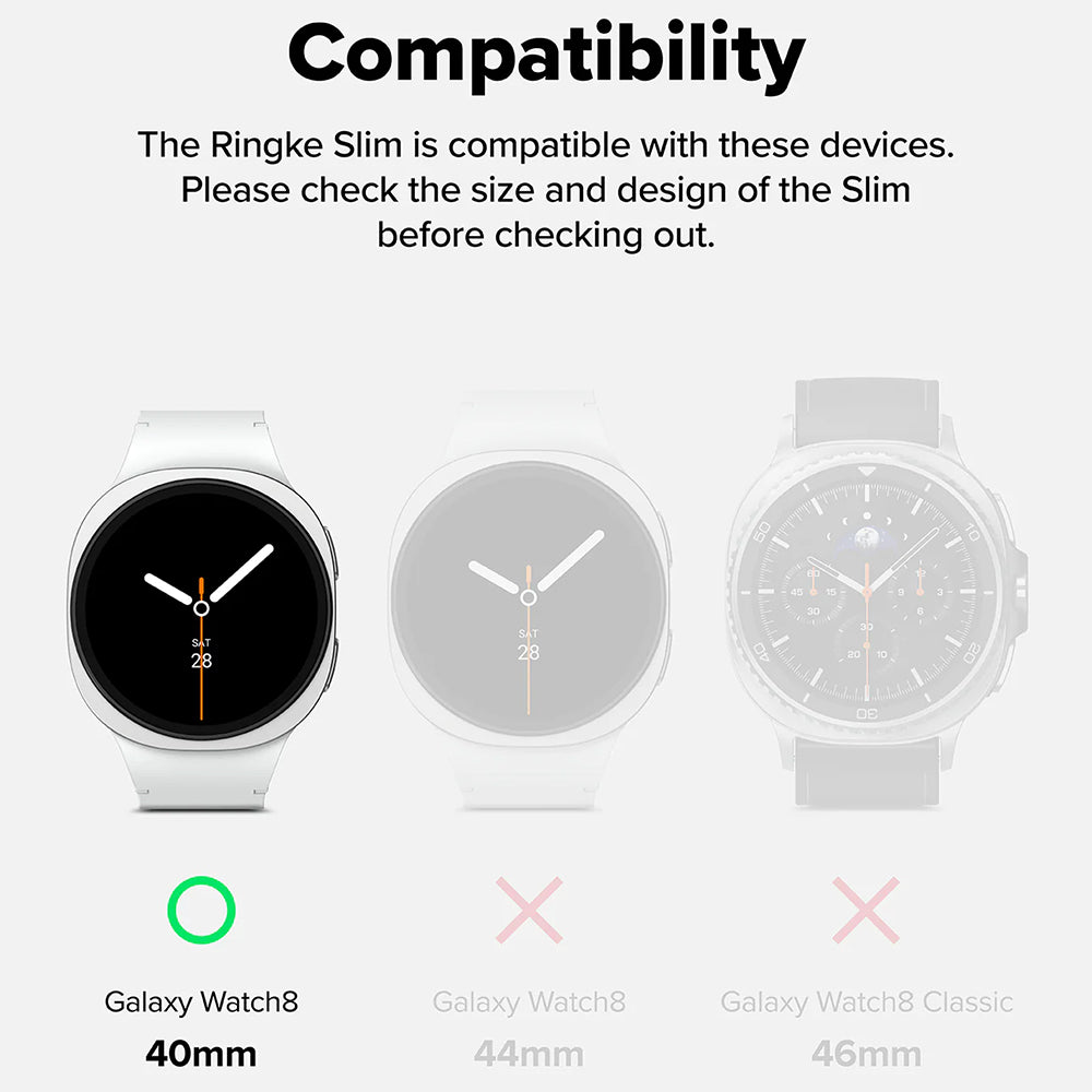 Калъф Ringke Slim за Samsung Galaxy Watch8 40mm, комплект 2 броя, матово черен