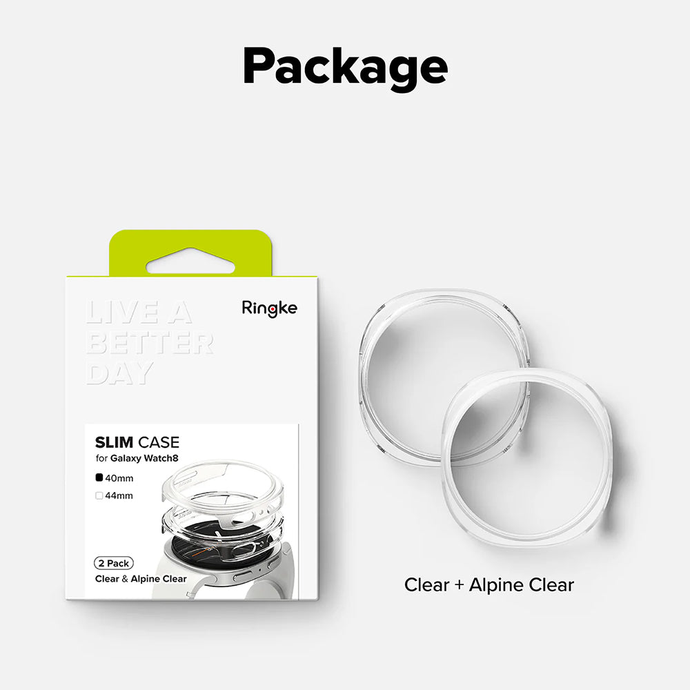 Ringke Slim Case for Samsung Galaxy Watch8 40mm, Set of 2 pieces, Transparent