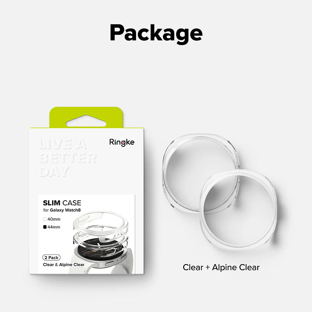 Калъф Ringke Slim за Samsung Galaxy Watch8 44mm, комплект 2 броя, прозрачен