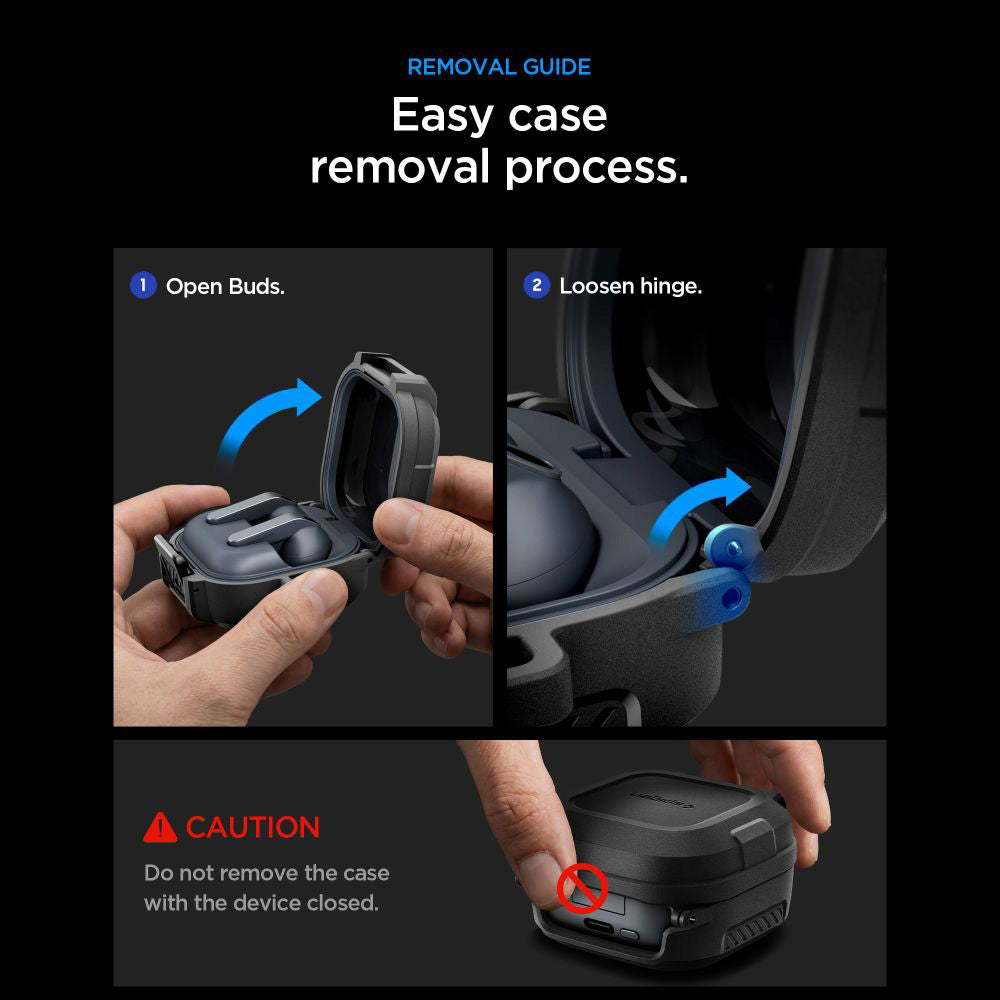 Калъф Spigen Lock Fit за Samsung Galaxy Buds4 / Buds4 Pro, Мат Черен ACS11202