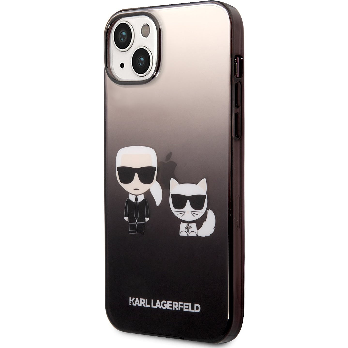 Калъф за Apple iPhone 14 Plus, Karl Lagerfeld, Gradient Karl & Choupette, Черен