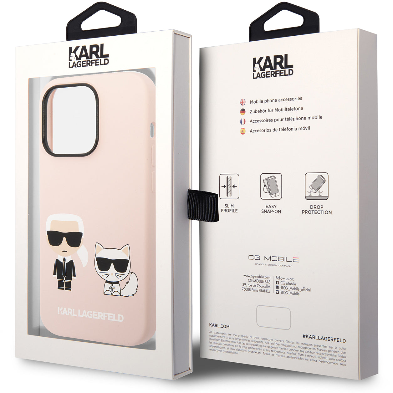 Калъф MagSafe за Apple iPhone 14 Pro, Karl Lagerfeld, Silicone Body Karl & Choupette, Розов