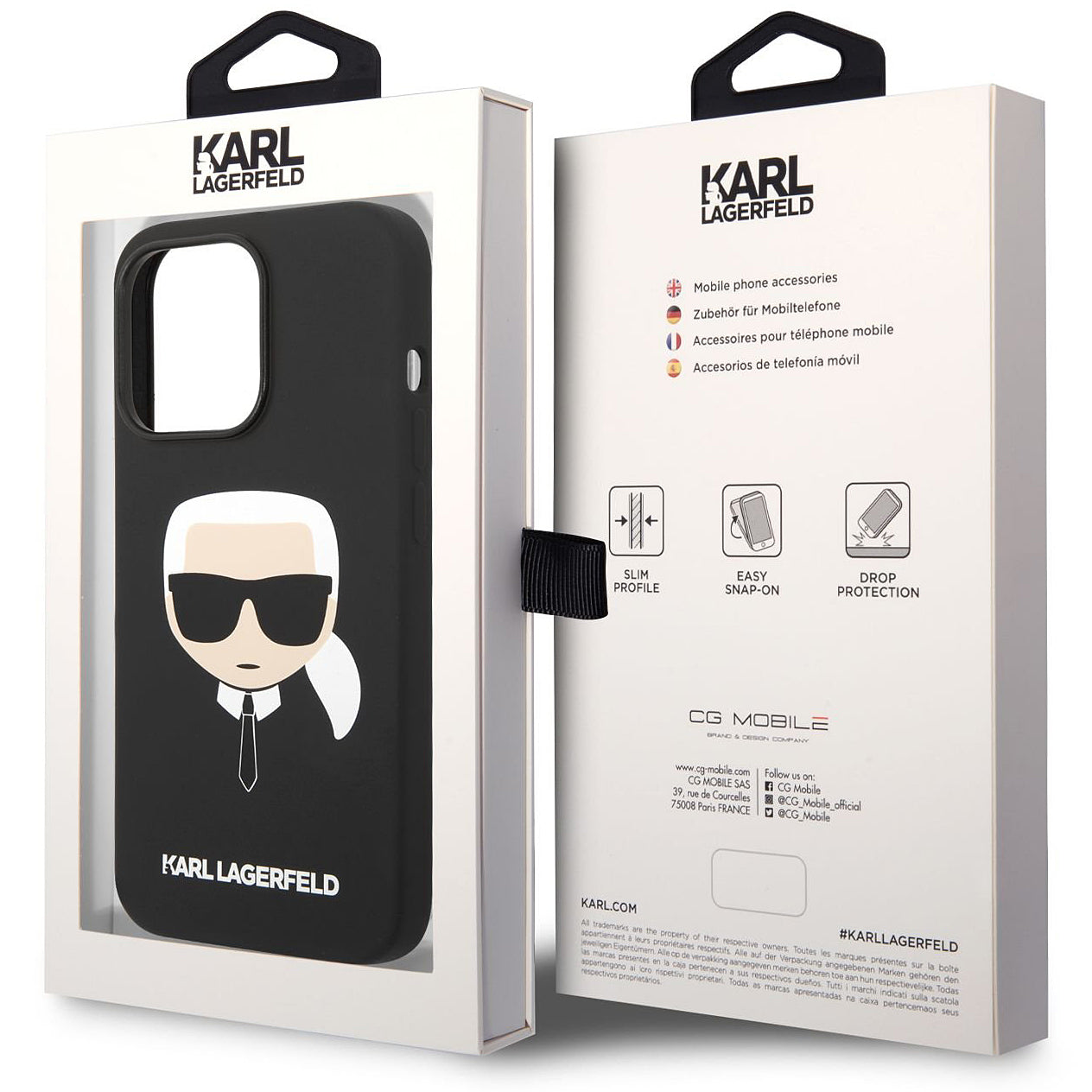 Калъф MagSafe за Apple iPhone 14 Pro, Karl Lagerfeld, Silicone Karl Head, Черен