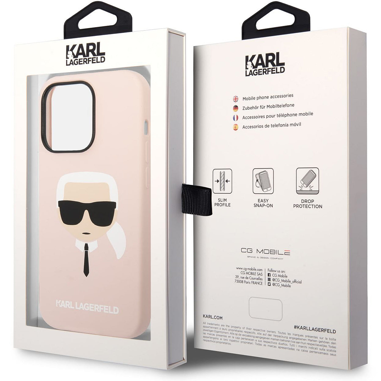 Калъф за Apple iPhone 14 Pro Max, Karl Lagerfeld, Silicone Karl's Head, Розов