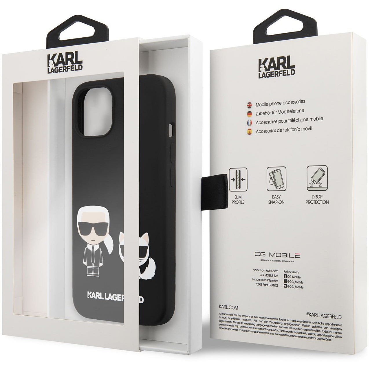 Калъф MagSafe за Apple iPhone 14 Plus, Karl Lagerfeld, Силикон Karl & Choupette, Черен
