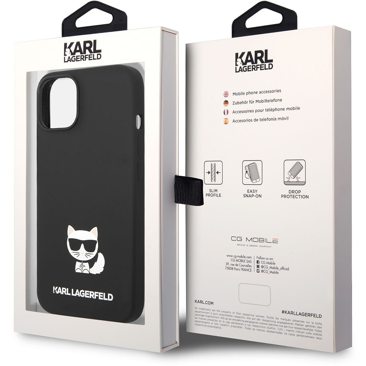 Калъф за Apple iPhone 14 Plus, Karl Lagerfeld, Silicone Body Choupette, Черен