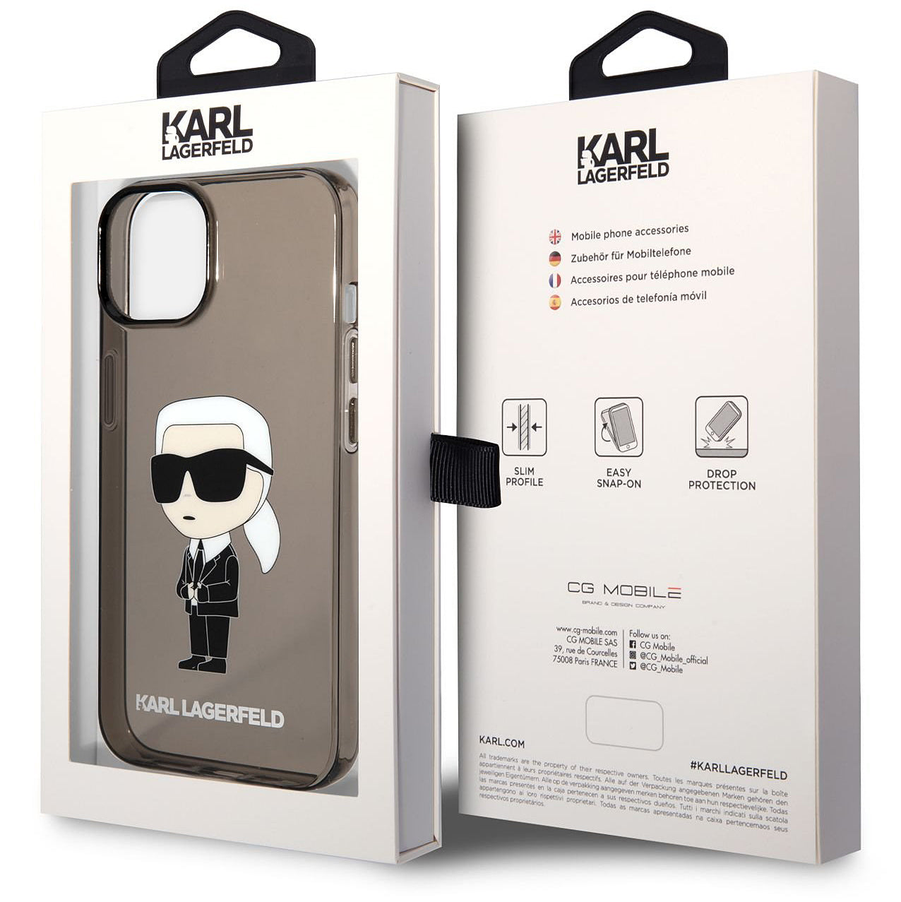Калъф за Apple iPhone 14 Plus, Karl Lagerfeld, IML Ikonik NFT, Прозрачно черен