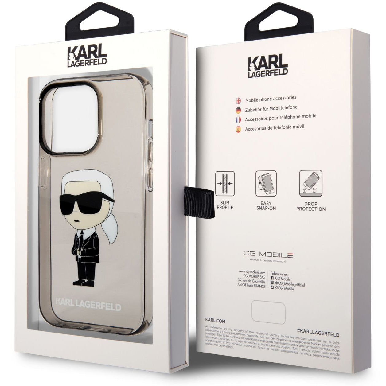 Калъф за Apple iPhone 14 Pro Max, Karl Lagerfeld, IML Ikonik NFT, Черен