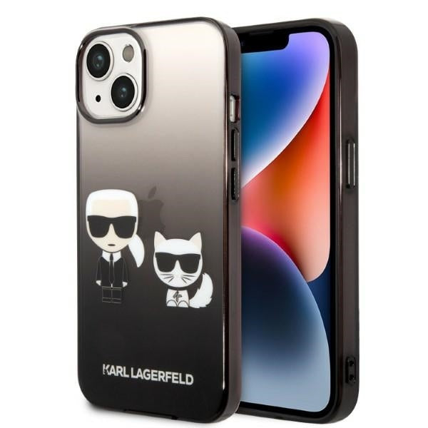 Калъф за Apple iPhone 14 Plus, Karl Lagerfeld, Gradient Karl & Choupette, Черен