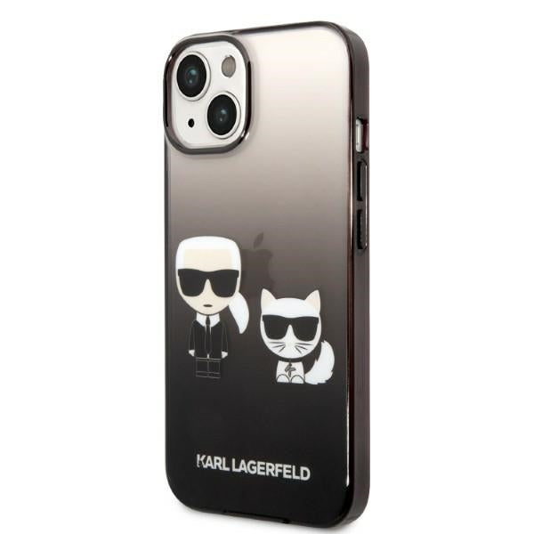 Калъф за Apple iPhone 14 Plus, Karl Lagerfeld, Gradient Karl & Choupette, Черен