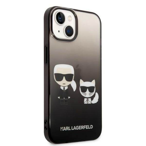Калъф за Apple iPhone 14 Plus, Karl Lagerfeld, Gradient Karl & Choupette, Черен