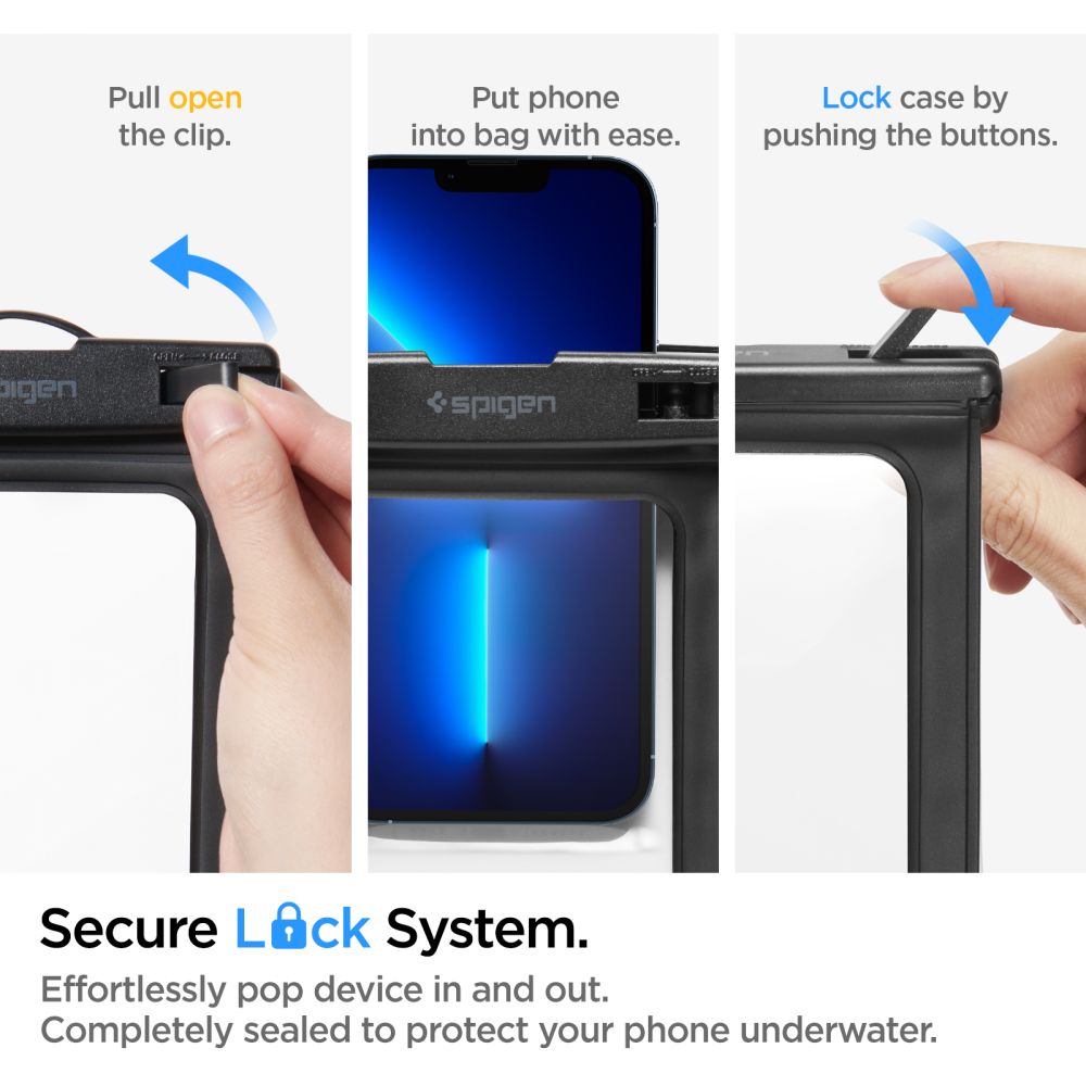 Универсален водоустойчив калъф за телефон 3.5inch - 7inch, Spigen, A601, Черен AMP04525