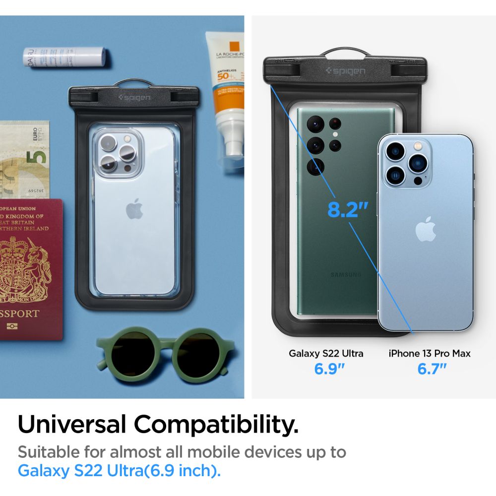 Универсален водоустойчив калъф за телефон 3.5inch - 7inch, Spigen, A601, Черен AMP04525