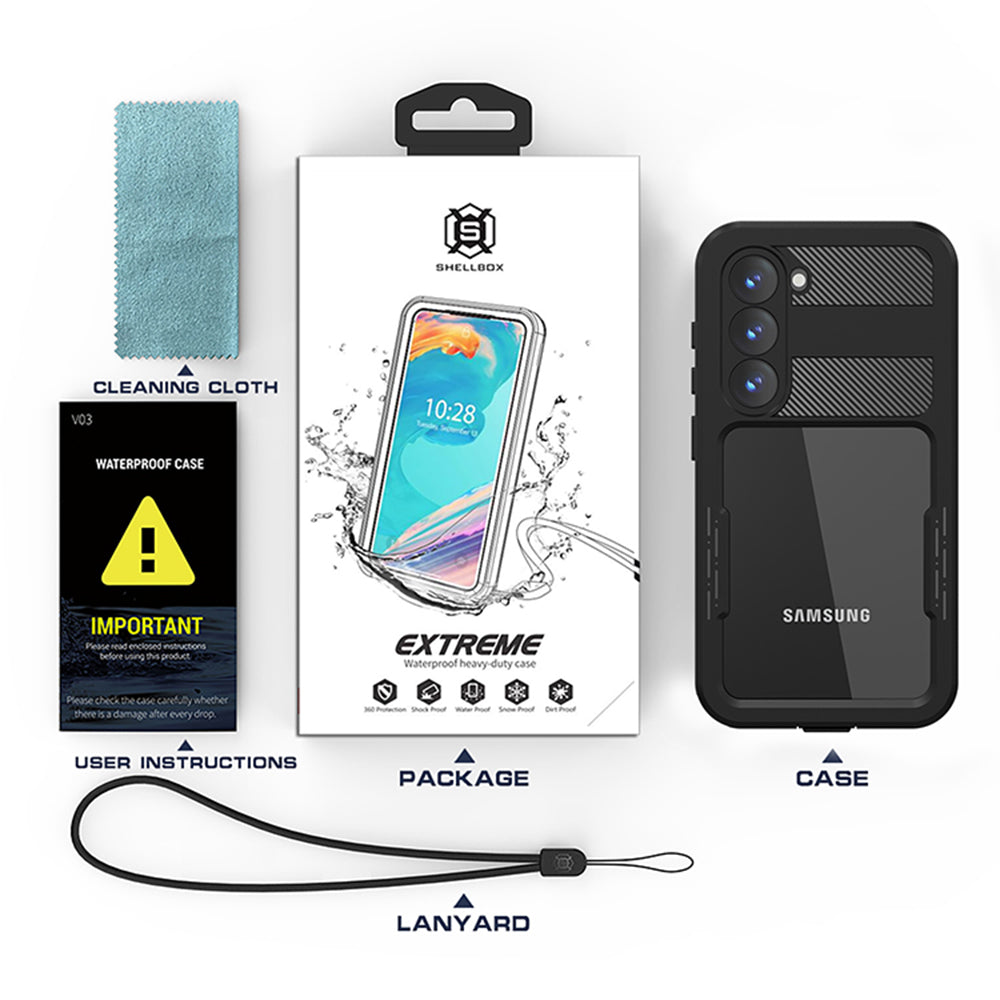 Водоустойчив калъф за Samsung Galaxy S23 S911, ShellBox, Черен