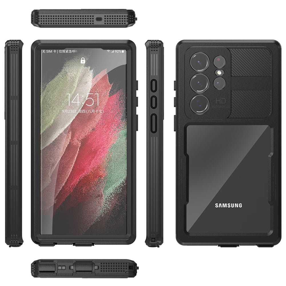 Водоустойчив калъф за Samsung Galaxy S23 Ultra S918, ShellBox, Черен
